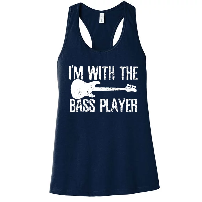 Bass Player Guitar Couple Girlfriend Vintage Women's Racerback Tank