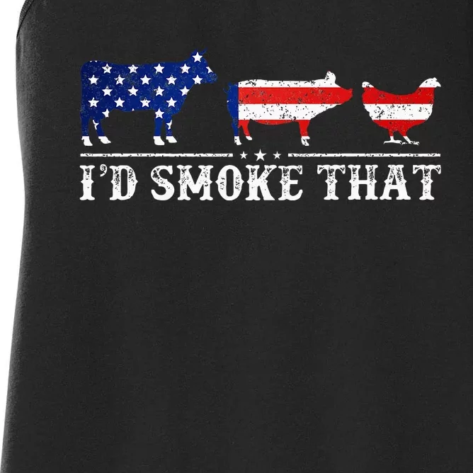 Bbq Party Grill Smoker Chef Dad Id Smoke That Women's Racerback Tank