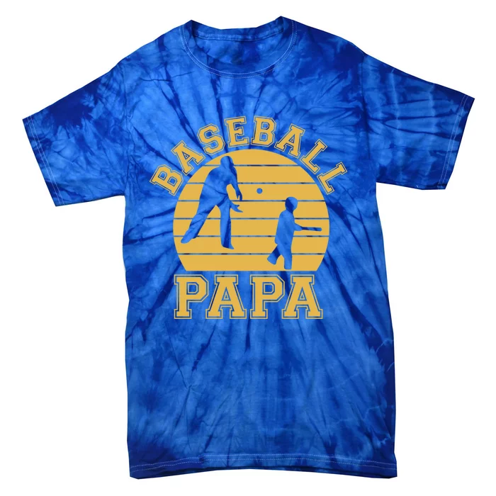 Baseball Papa Grandfather Grandson Proud Grandpa Dad Sports Gift Tie-Dye T-Shirt