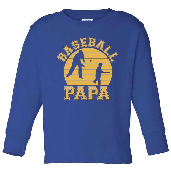 Baseball Papa Grandfather Grandson Proud Grandpa Dad Sports Gift Toddler Long Sleeve Shirt