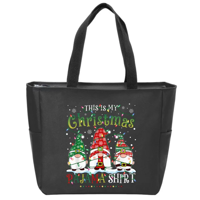 Buffalo Plaid Gnome This Is My Christmas Pajama Zip Tote Bag