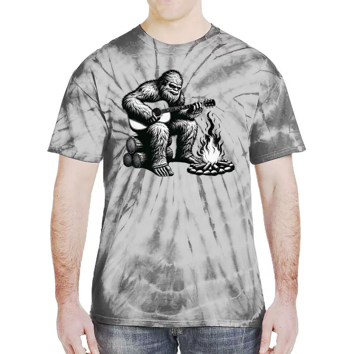 Bigfoot Playing Guitar Rock On Sasquatch Big Foot Tie-Dye T-Shirt