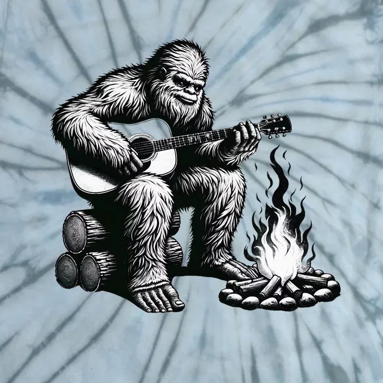 Bigfoot Playing Guitar Rock On Sasquatch Big Foot Tie-Dye T-Shirt