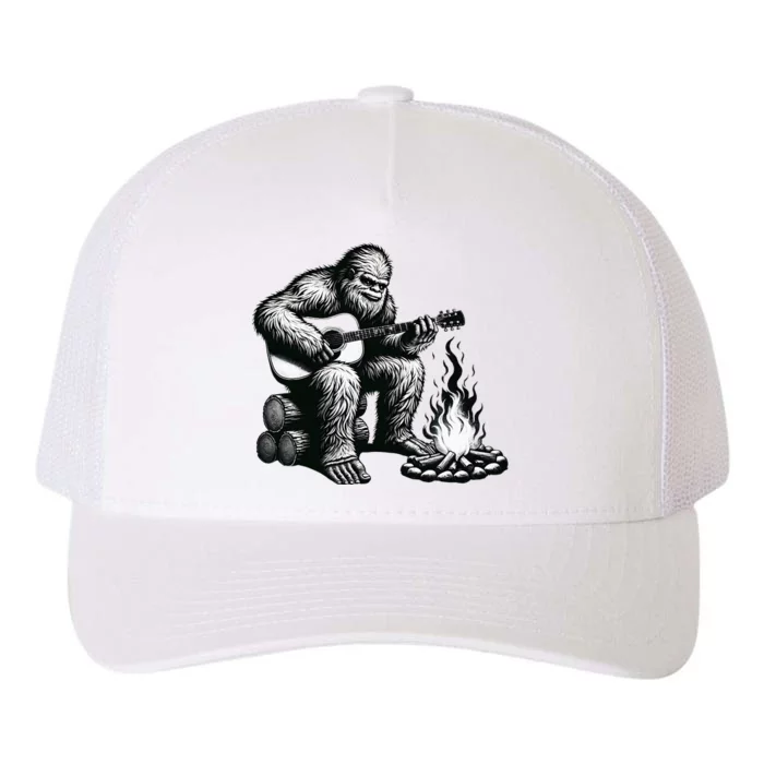 Bigfoot Playing Guitar Rock On Sasquatch Big Foot Yupoong Adult 5-Panel Trucker Hat