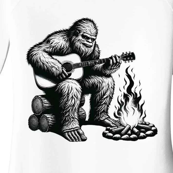 Bigfoot Playing Guitar Rock On Sasquatch Big Foot Women's Perfect Tri Tunic Long Sleeve Shirt