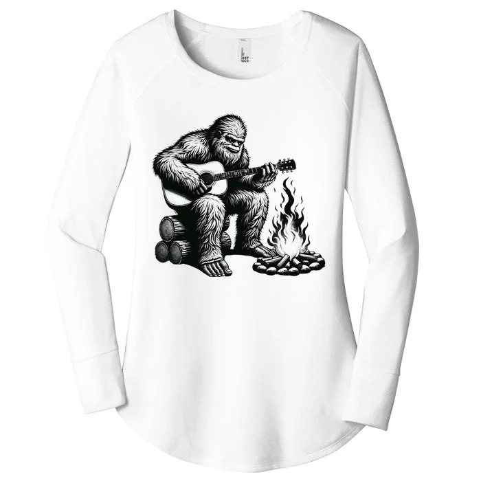 Bigfoot Playing Guitar Rock On Sasquatch Big Foot Women's Perfect Tri Tunic Long Sleeve Shirt