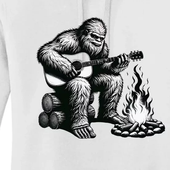 Bigfoot Playing Guitar Rock On Sasquatch Big Foot Women's Pullover Hoodie