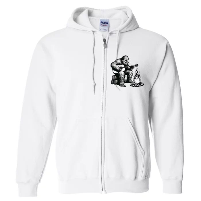 Bigfoot Playing Guitar Rock On Sasquatch Big Foot Full Zip Hoodie