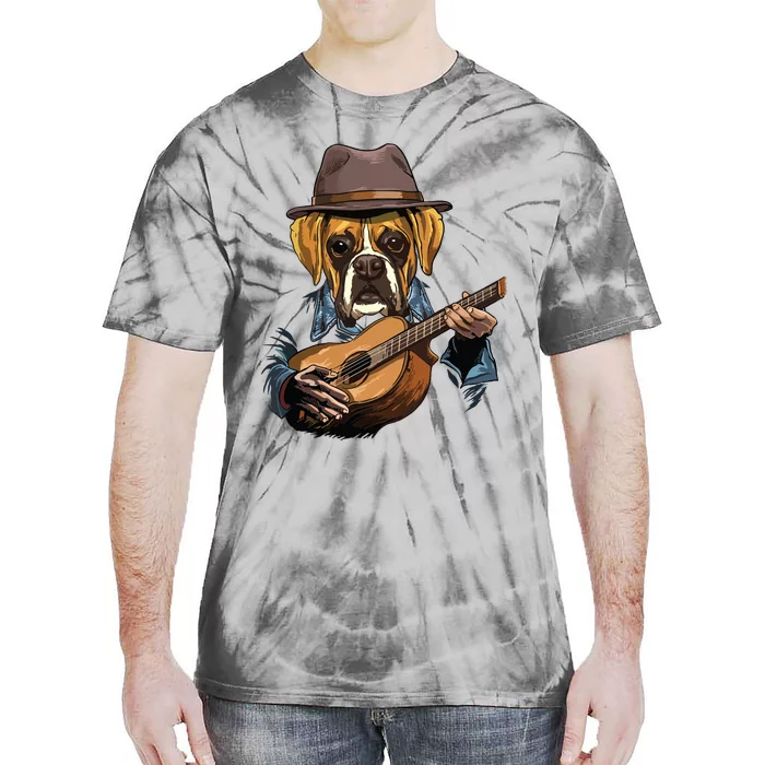 Boxer Playing Guitar Pet Doggo Boxer Dog Lover Guitar Player Tie-Dye T-Shirt