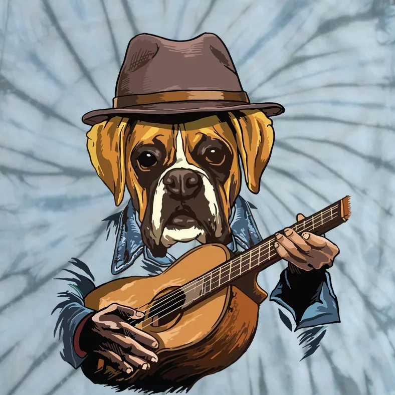 Boxer Playing Guitar Pet Doggo Boxer Dog Lover Guitar Player Tie-Dye T-Shirt