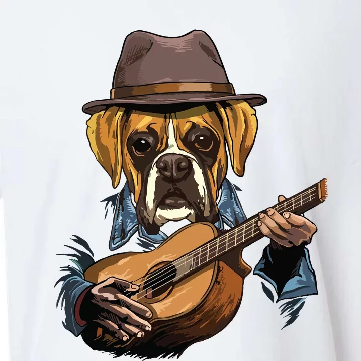 Boxer Playing Guitar Pet Doggo Boxer Dog Lover Guitar Player Sueded Cloud Jersey T-Shirt