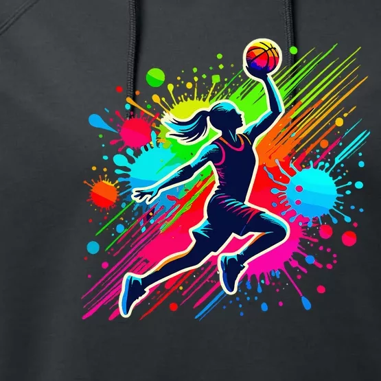 Basketball Player Girl Performance Fleece Hoodie