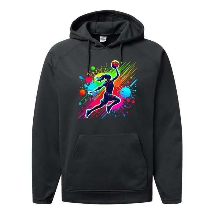 Basketball Player Girl Performance Fleece Hoodie