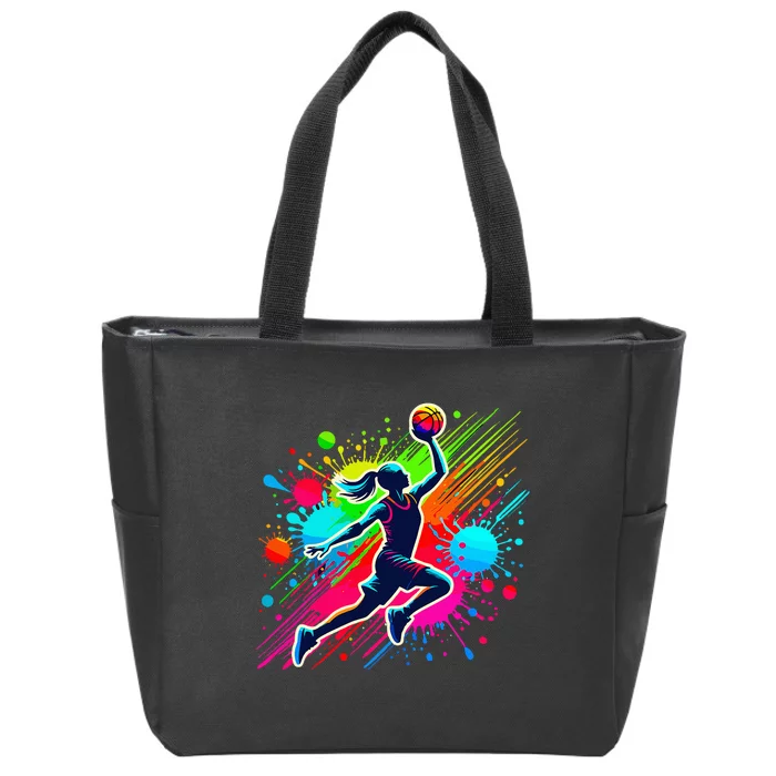 Basketball Player Girl Zip Tote Bag