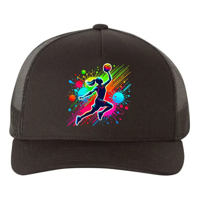 Basketball Player Girl Yupoong Adult 5-Panel Trucker Hat