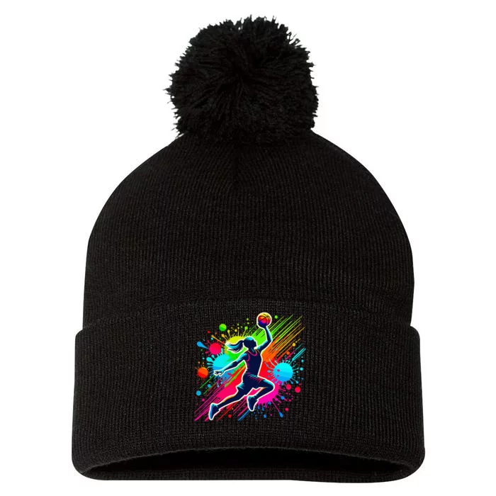 Basketball Player Girl Pom Pom 12in Knit Beanie