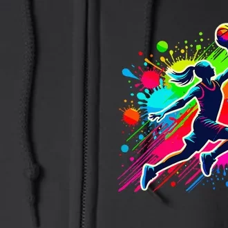 Basketball Player Girl Full Zip Hoodie