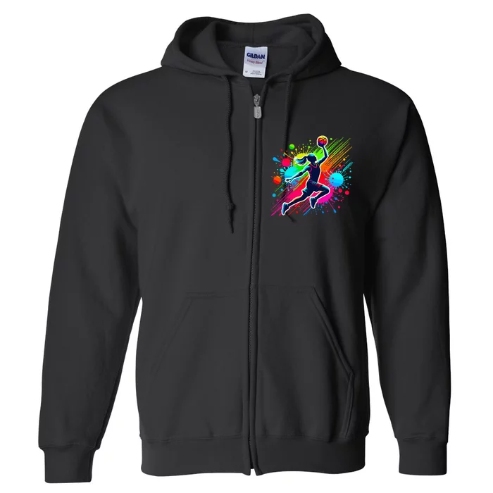 Basketball Player Girl Full Zip Hoodie