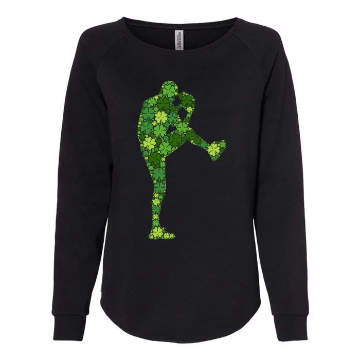 Baseball Pitcher Green Shamrock Clover: St Patricks Day Gift Womens California Wash Sweatshirt