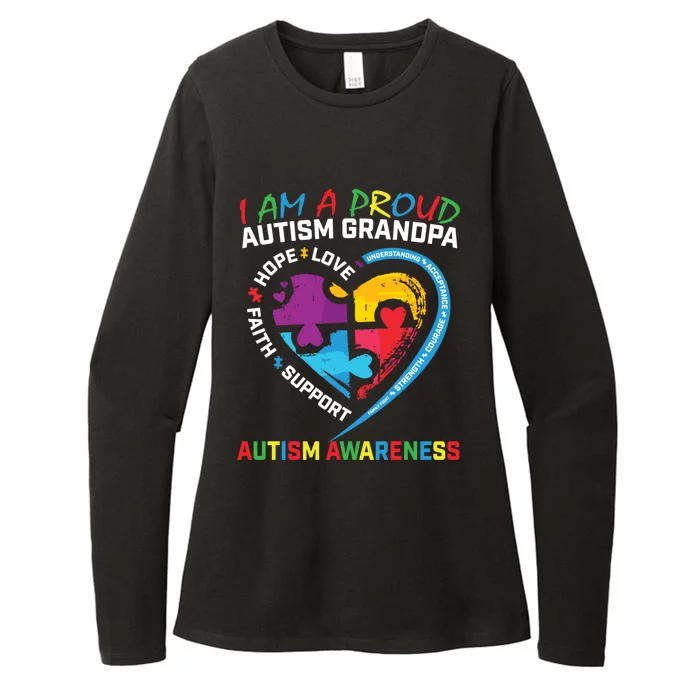 Blue Proud Grandpa Autism Awareness Puzzle Piece Grandson Funny Gift Womens CVC Long Sleeve Shirt