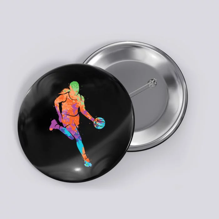 Basketball Player Girl Wo Girl Basketball Button