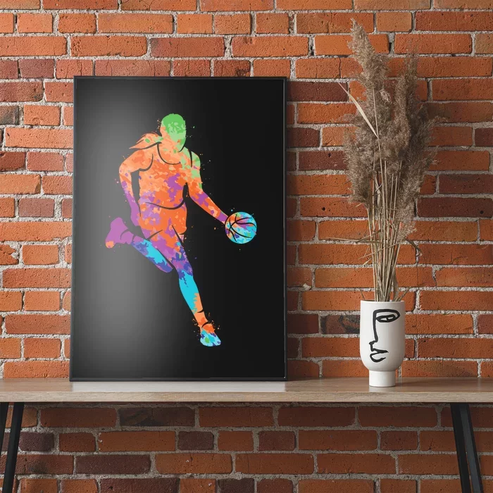 Basketball Player Girl Wo Girl Basketball Poster