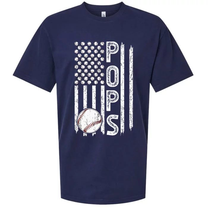 Baseball Pops Grandpa US Flag Baseball Player Pops Sueded Cloud Jersey T-Shirt