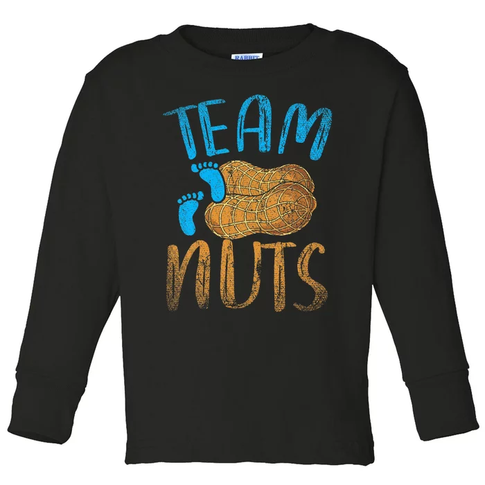 Baby Party Gender Reveal Party Team Nuts Funny Gender Reveal Toddler Long Sleeve Shirt