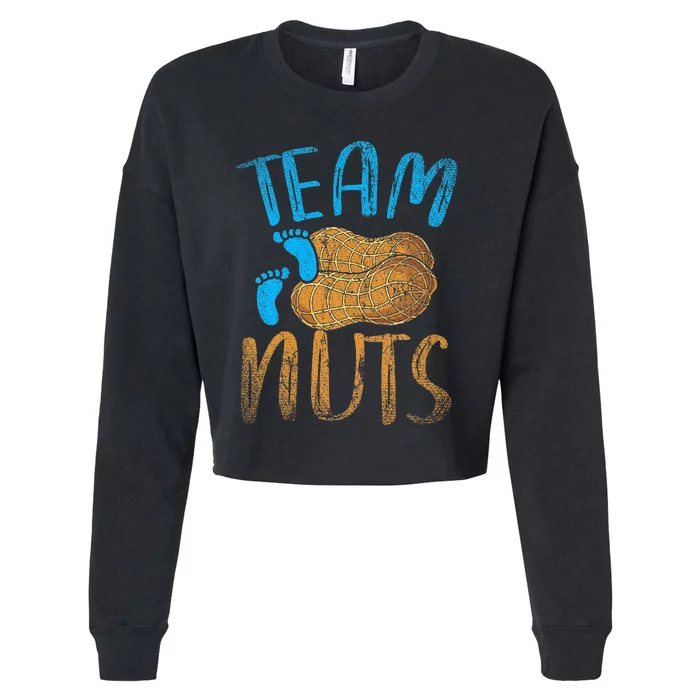 Baby Party Gender Reveal Party Team Nuts Funny Gender Reveal Cropped Pullover Crew