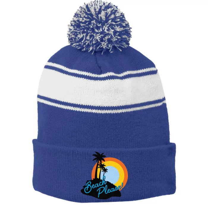 Beach Please! Gift Stripe Pom Pom Beanie