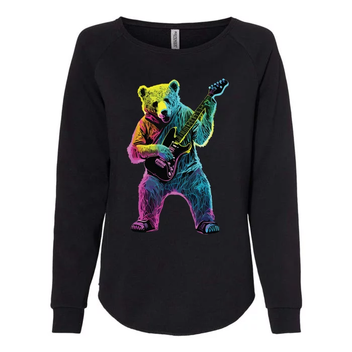 Bear Playing Guitar Guitar Player Womens California Wash Sweatshirt