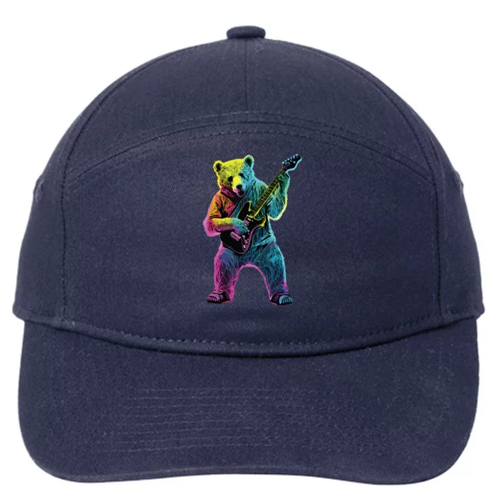 Bear Playing Guitar Guitar Player 7-Panel Snapback Hat