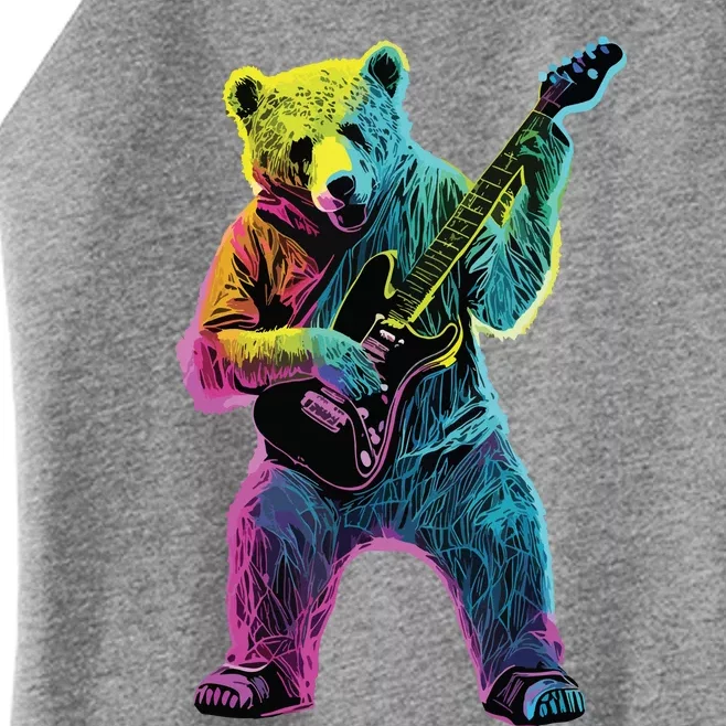 Bear Playing Guitar Guitar Player Women’s Perfect Tri Rocker Tank