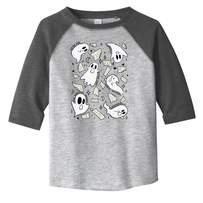 Book Page Ghosts Halloween Books Lover Toddler Fine Jersey T-Shirt