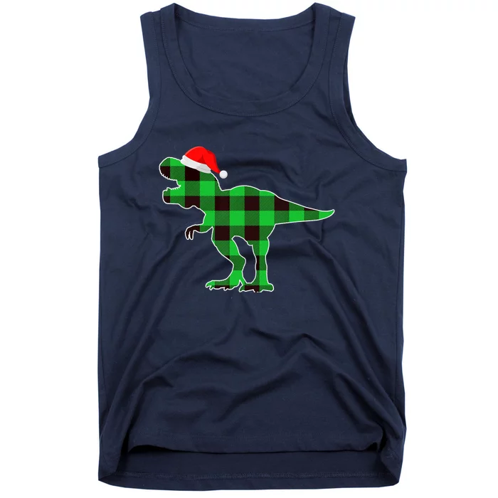 Buffalo Plaid Green Dinosaur T Rex Funny Christmas Boys Tank Top