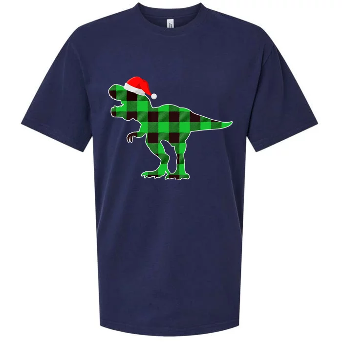 Buffalo Plaid Green Dinosaur T Rex Funny Christmas Boys Sueded Cloud Jersey T-Shirt