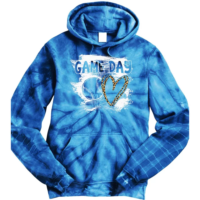 Baseball Player Game Day Leopard Cheetah Baseball Fan Tie Dye Hoodie