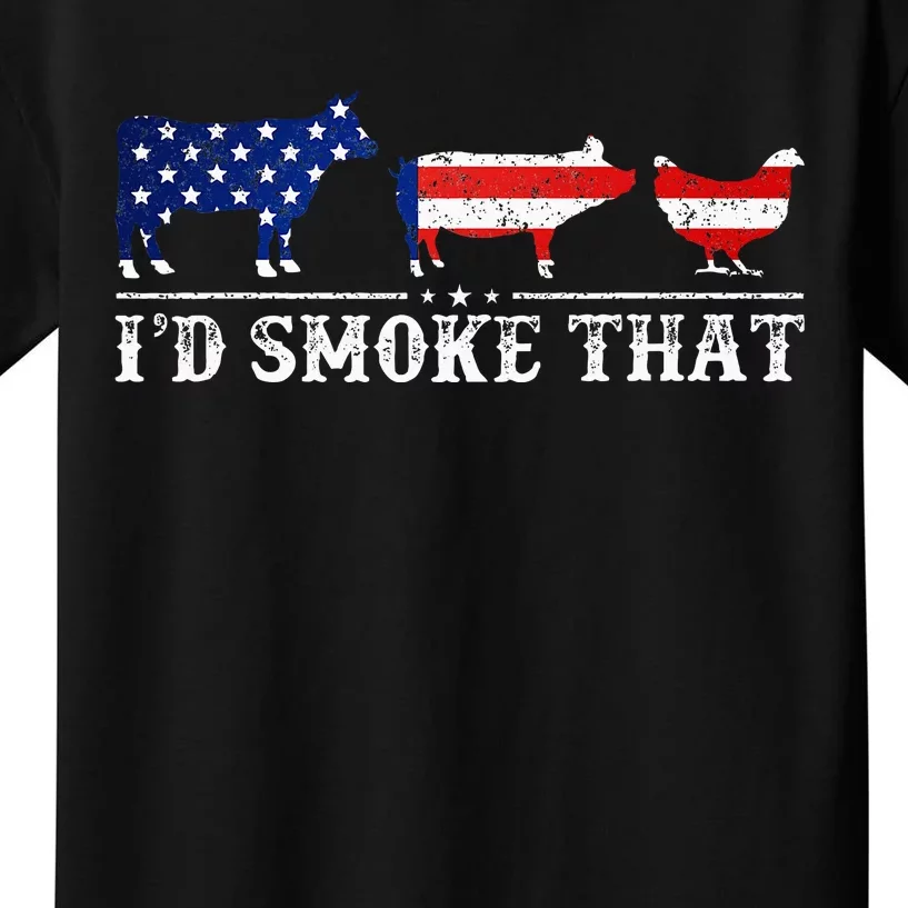 Bbq Party Grill Smoker Chef Dad Id Smoke That Kids T-Shirt