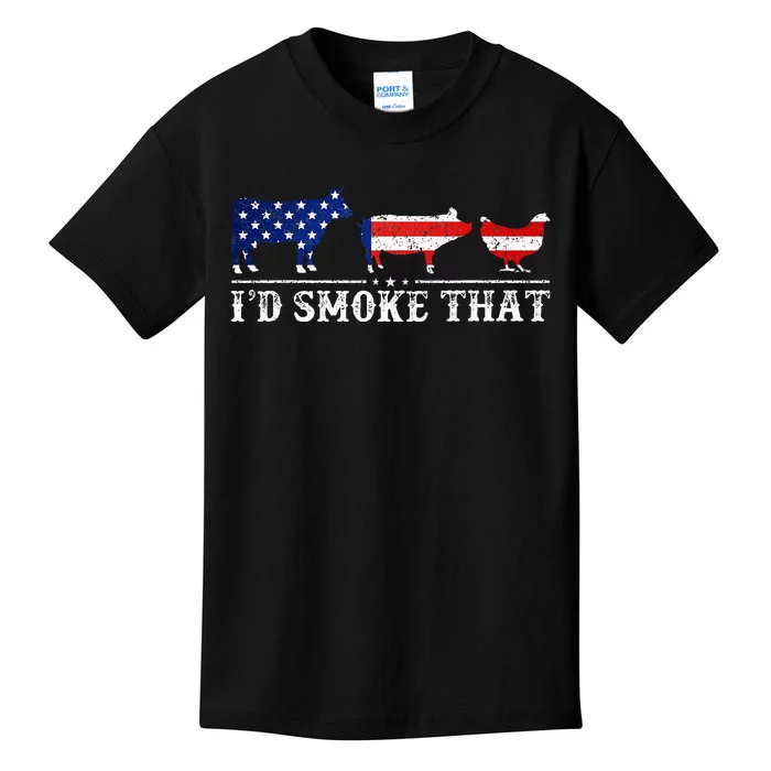 Bbq Party Grill Smoker Chef Dad Id Smoke That Kids T-Shirt