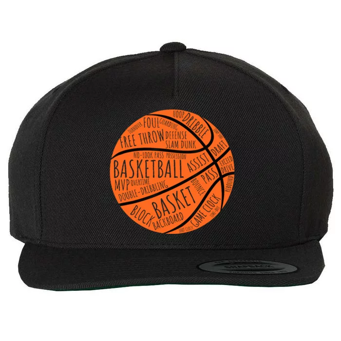 Basketball Player Gift Vintage Basketball Words Basketball Wool Snapback Cap