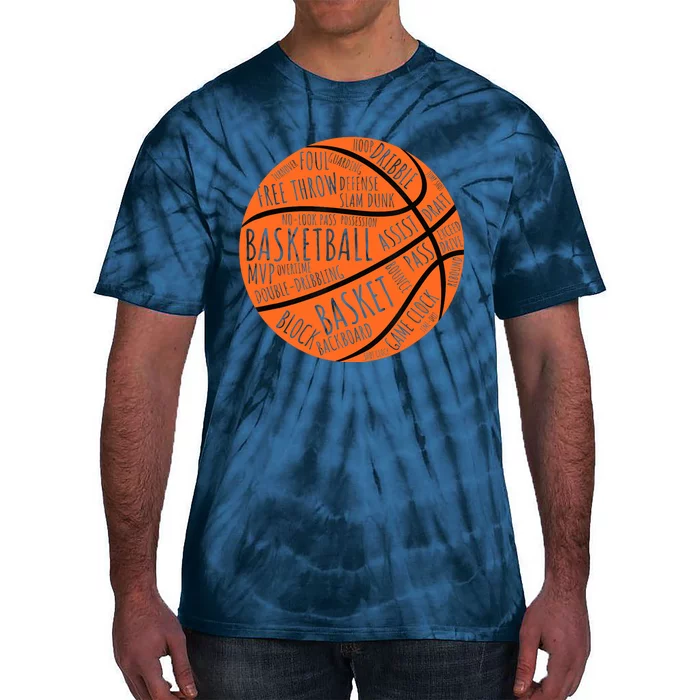 Basketball Player Gift Vintage Basketball Words Basketball Tie-Dye T-Shirt