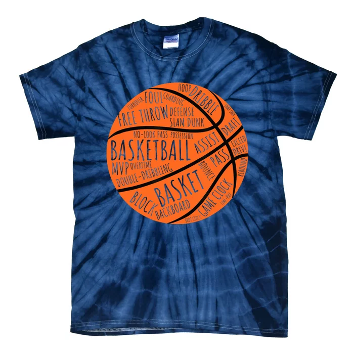 Basketball Player Gift Vintage Basketball Words Basketball Tie-Dye T-Shirt