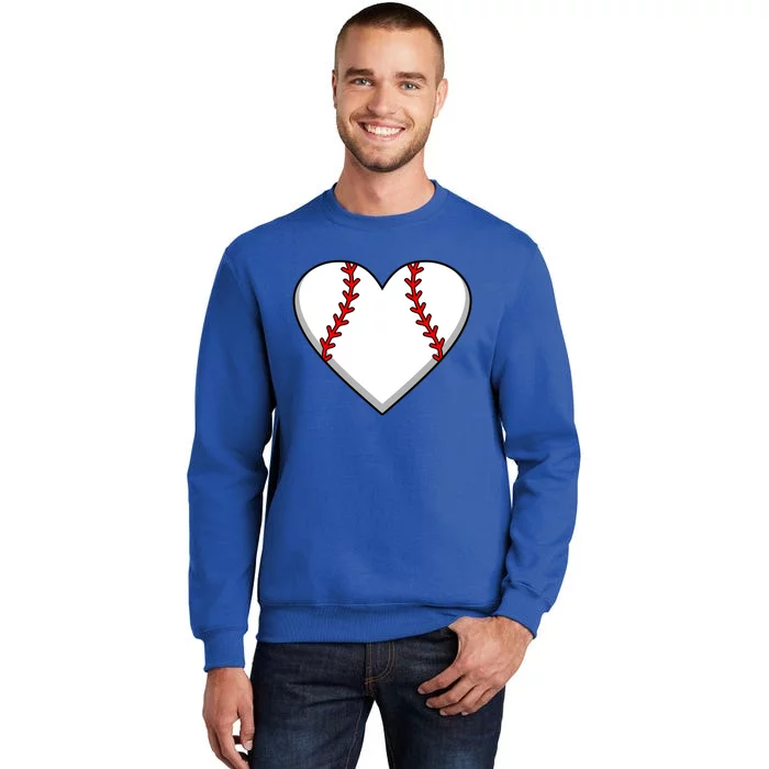 Baseball Player Heart Sports Lover Coach Graphic Great Gift Tall Sweatshirt