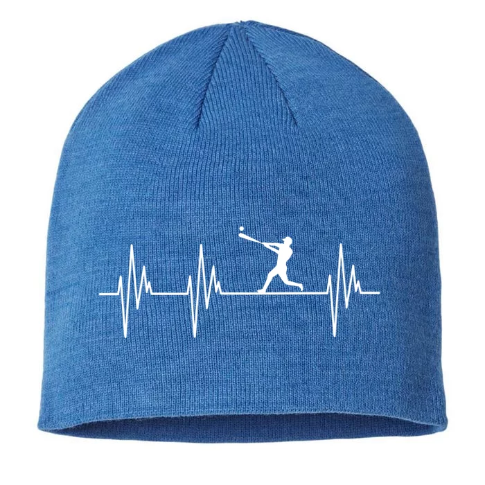 Baseball Player Heartbeat Sports Lover Coach Graphic Meaningful Gift 8 1/2in Sustainable Knit Beanie