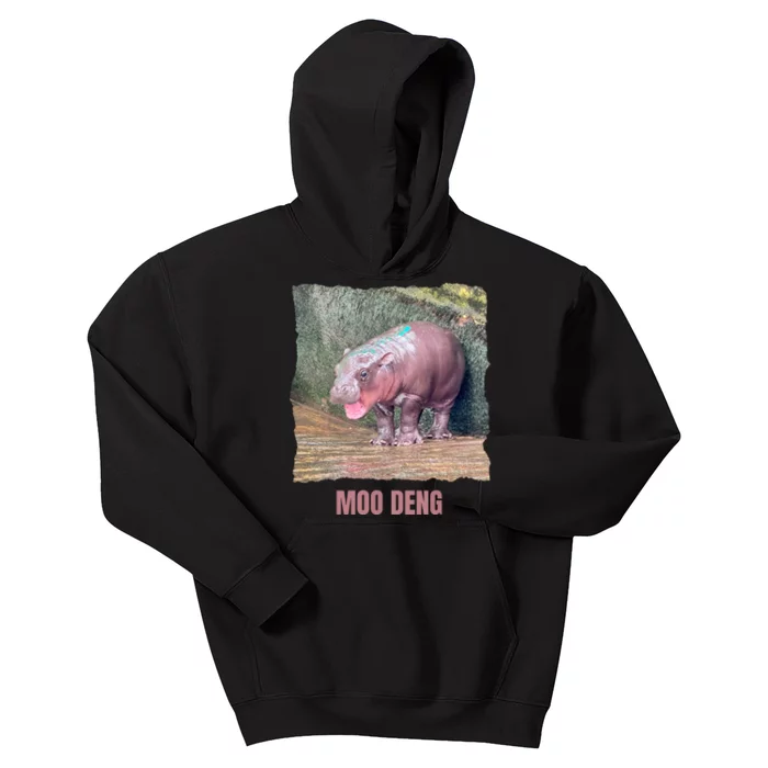 Baby Pygmy Hippo Moo Deng Kids Hoodie