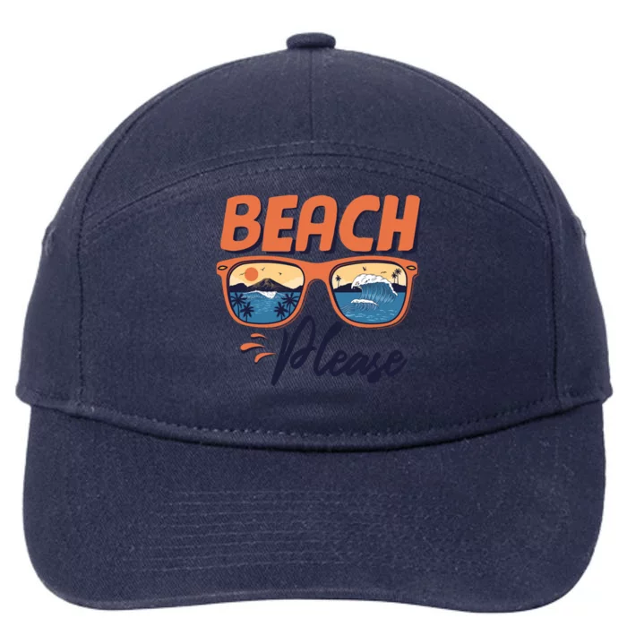 Beach Please Hello Summer Vibes Beach Vacay Summertime Meaningful Gift 7-Panel Snapback Hat