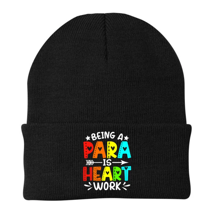 Being Para Heart Work Paraprofessional Back To School Knit Cap Winter Beanie