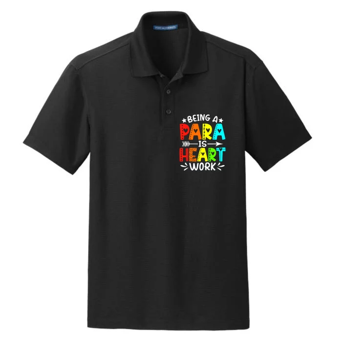 Being Para Heart Work Paraprofessional Back To School Dry Zone Grid Performance Polo