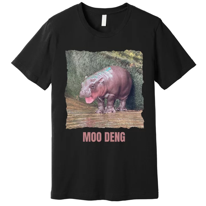 Baby Pygmy Hippo Moo Deng Funny Premium T-Shirt