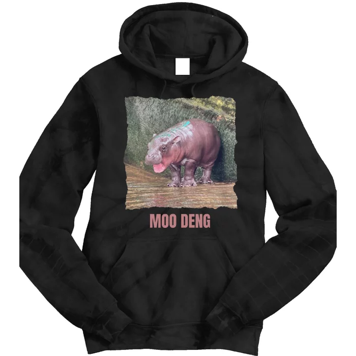 Baby Pygmy Hippo Moo Deng Funny Tie Dye Hoodie